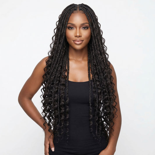 Deep Wave Boho Braids with Human Hair Blend